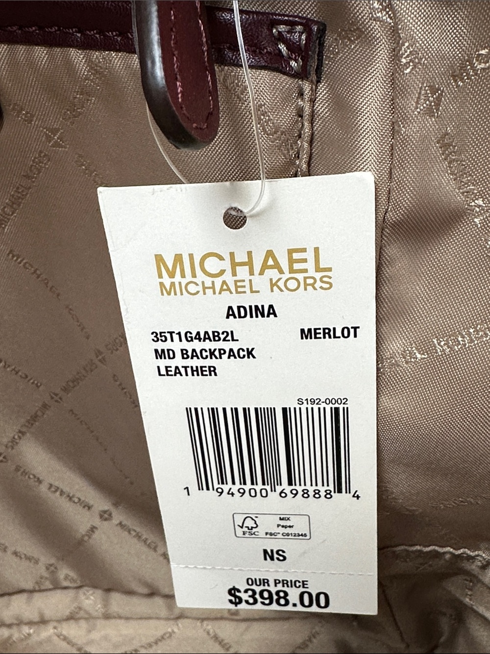 NWT Michael Kors Adina Merlot Leather MD Backpack with Gold Hardware - Picture 2 of 14